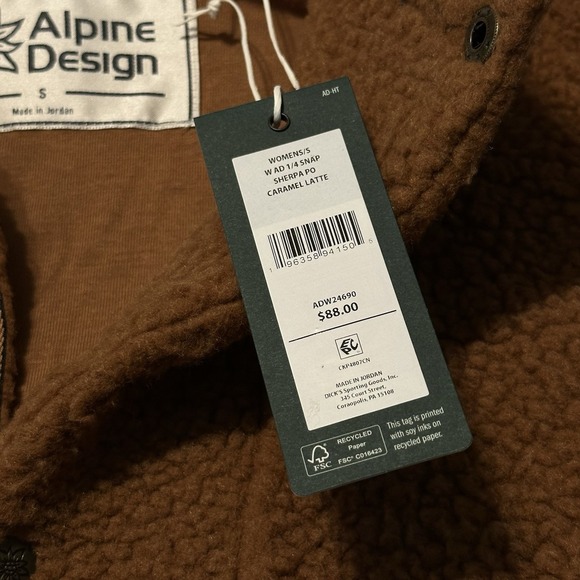 NWT Alpine Design Women's 1/4 Snap Sherpa‎ Pullover Caramel Latte Size Small - Picture 5 of 7